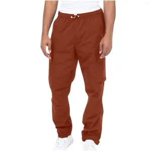Calças masculinas homens carga verão trabalho calças soltas multi bolso casual esportes ao ar livre vestindo 2024