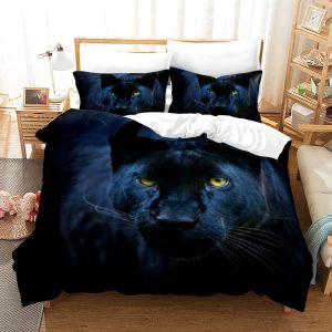 Set leopardo copripiumini King/Queen Size, Black Panther Pattern Stamping Set per ragazzi Teens Men, Cheetah Animal Theme Quilt Cover