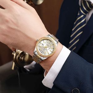 Herren-Armbanduhr, elegant, modisch, für Business, Freizeit, wasserdicht, Instagram, Nachtglanz, mit Kalender, Quarzuhrwerk