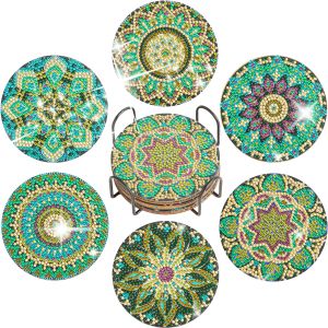 Stitch Ruopoty 6pc/Sets Diamond Painting Coasters наборы с держателем мандалы бриллианты