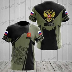 Men's T-Shirts Russian flag printing mens new short-slved O-neck shirt mens T-shirt sports cool oversized clothing T240325