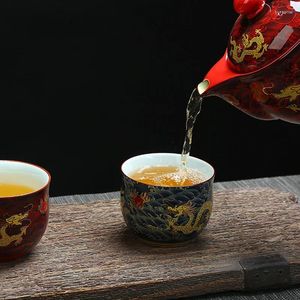 Cups Saucers China Ceramic Cup Chinese Royal Dragon Pattern Tea Style Porcelain Set Coffee
