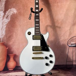 Premium alpino branco 6 cordas lp guitarra elétrica mogno construir captadores hh jogabilidade suave rosewood fretboard