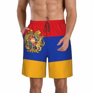 men's Armenia Flag Beach Pants Shorts Surfing M-2XL Polyester Swimwear Running a5Sn#