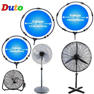 Sprayers Free shipping Garden Spray Portable Mist fan Ring 4/5/6 spray nozzles water mist fog sprayer cooling system 6M tube atomization