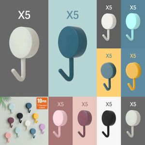 New 10Pcs Self Adhesive Wall Hook Strong Without Drilling Coat Bag Bathroom Door Kitchen Towel Hanger Hooks Home Storage Accessories