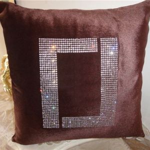 Almofada causal de letras quadradas de pelúcia diamante encosto almofada de sofá de luxo travesseiro sala de estar almofadas moda fronha CSD2403261