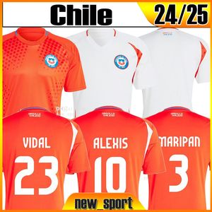 XXXL 4XL 24 25 Şili Futbol Formaları Alexis Vidal Çocuk Kiti 2025 Milli Takım Ev Kırmızı Uzak Beyaz Camiseta 2024 Copa America Zamorano Erkekler Futbol Gömlek