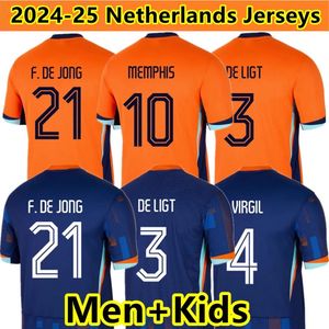 24 25 Holandia Memphis European Holland Club koszulka piłkarska 2024 Euro Puchar 2025 Holenderska koszulka piłkarska Nationa Men Kit Kit Kids Pełny zestaw dom Memphis Xavi Gakpo JJ 3.26