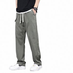 new Summer Men's Green Thin Loose Straight Pants Drawstring Elastic Waist Korea High Street Casual Trousers Plus Size M-4XL y6Bp#