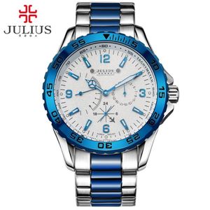 JULIUS Nuovo Arrivo di Lusso Top Brand Chronos quadrante piccolo Orologi Da Uomo di Alta Qualità di Sport All'aria Aperta Orologio Per Uomo Casual JAH-095309T