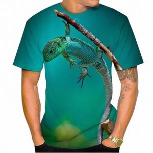 summer Hot Sale 3D T-shirt Fi Animal Lizard Print T Shirt Persalized Harajuku Style Street Breathable Short Sleeve Top 30CU#