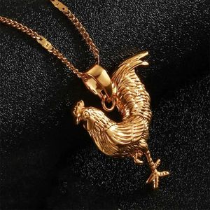 Pendant Necklaces Trendy Women Gold Color Animal Rooster Chicken Pendant Necklace JewelryC24326