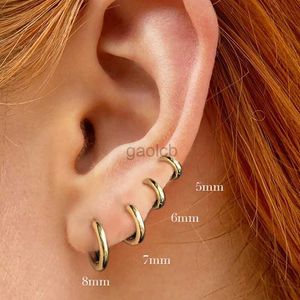 Hoop Huggie 2st Rostfritt stål Mini Ringörhängen Lämplig för kvinnor Guld Små perforerade örhängen Bröllopspresent Smooth Ear Bone Buckle 24326