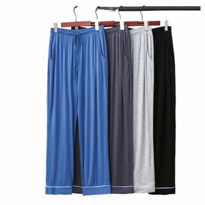 blue Men's Modal Lg Sleep Bottoms Soft Pajama Pants Lounge Trousers Smooth Nightwear Men Sleepwear Loose Home Clothes 3XL s0bv#