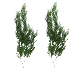 Decorative Flowers 2PCS 105CM Simulation Leaves Feel Pine Needles Wall Hanging Rattan Flower Mini Landscape Indoor Plant