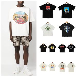 Rhude Tshirt Designer Tshirt Man Luxury TシャツグラフィックシャツメンズトップレターポロスシャツレディースTシャツ