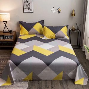 Set WOSTAR Geometry printed flat bed sheet set couple 2 people super cozy luxury double bed bedsheet single double queen king size