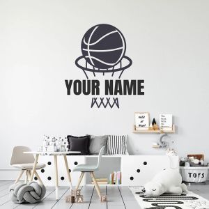 Çıkartmalar Özel Adı Basketbol Net Spor Duvar Çıkartma Odası Çocuklar Roon Kişiselleştirilmiş Adı Sepet Ball Oyuncu Duvar Sticker Yatak Odası Vinil D