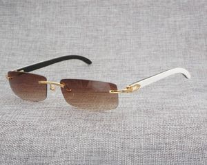 Schwarz weiß natürlicher Büffelhorn Sonnenbrille Männer Holz Randless Spiegel Gafas für den Fahren Klargläser Rahmen Oculos Shades 0123480541