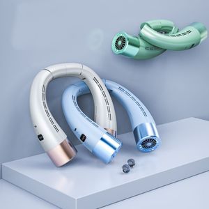  2024 Super leiser tragbarer Sommer-Luftkühlungs-Klapphalsventilator ohne Flügel für Outdoor-Sportarten,  Laufen, Reisen, tragbare USB-Lüfter mit faltbarem Nackenbügel