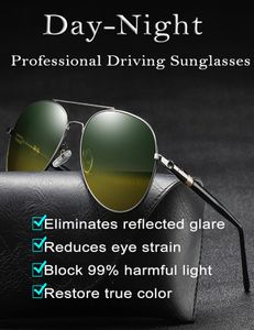 Professional Day Night Driving Sun Glasses Pilot Polariserade solglasögon för män Kvinnor Anti Glare Shades Lätt Alloy Metal Fram3169065