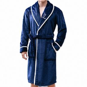 Jodimitty Men Flannel Bathrobe Winter Warm Robe Sleepwear LG Sleeve Plush Shawl Male Bath Robe Lounge Nightgown Home Clothes 28am＃