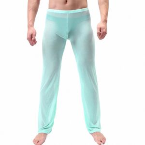 men Casual See-though Mesh Lounge Sleepwear Pajama Bottoms Ultra-thin Lg Pants Low Waist Elastic Waistband Trousers Nightwear V29l#