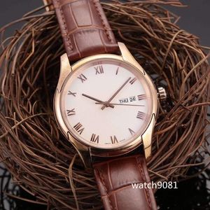 Herr automatiska Rom Mechanical Watch Waterproof Double Calender Business Men's Watches224q