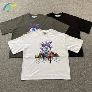 Homens camisetas Verão estilo oversized colorido olho impressão t-shirt tee de alta qualidade algodão carvão cinza preto branco casa de erros camisa