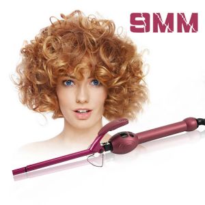 Irons 9mm Unisex Hair Curling Iron Wand Professional Super Tourmaline Ceramic Barrel Small Slim Tongs Hair Roller Curler Crimper Iron