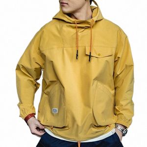 Maden Mountain Outdoor Multi-Pocket Hooded Men's Jackets Spring Oversize Windbreak Parka Ginger Climbing Outerwear Track Jacket D4XC#