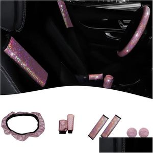 Steering Wheel Covers Ers Handbrake Er Pink Shoder Pads 37-38Cm Easy To Store Four Seasons Drop Delivery Automobiles Motorcycles Inter Ota5W