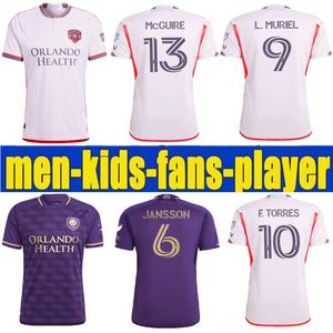 2023 2024 Orlando City Sc koszulki piłkarskie KIT KIT MAN MAJE LIGALE 24 25 Koszulka piłkarska Podstawowa purple purple odejście białe dziedzictwo F. Torres L.Muriel Kit Kit Boy Set