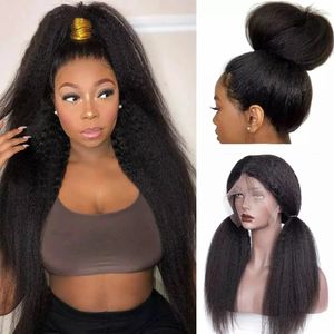 Kinky Straight Wig 250 Density Lace Front Human Hair Wigs for Women HD Transparent Lace Frontal Wig Yaki Human Hair Wig