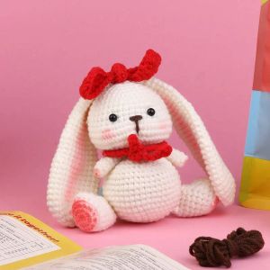 Knitting NUBECOM DIY Rabbit Making Knitted Material Doll Handwork Crochet Kit Ornament Pendant Decor Unfinished Materials Package Gifts