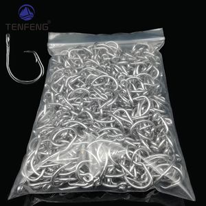 50500pcs Wholesale Stainless Steel Barbed Eyed Fishhooks Circle Fish Hook Tuna Bait Jig Single Jigging Ocean Sea Fishing Pesca 240313