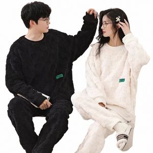 Zimowa zimowa zimowa odzież nocna dla miłośników kobiet i mężczyzn pasujących do snu Korean Fi Loungewear Hombre Pijamas Mujer 63aa#