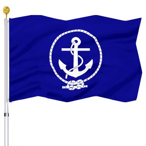 Tillbehör Vit nautisk ankare flagga Navy Blue Bakgrund Premium Hosue Flag Holiday Party Dekorativ flagga med mässing Grommets för utomhus