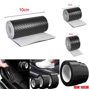 New 3D Carbon Fiber Door Sill Protection Strip Film Bumper Anti-Stepping Anti Scratch Vinyl Decal Car Protective Sticker