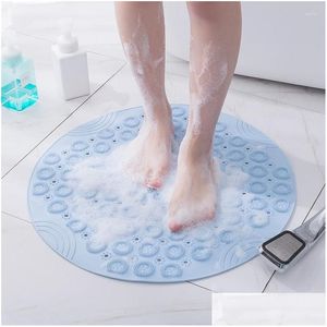 Bath Mats Bathroom Mat Anti-Slip Sucker Round Pvc With Drain Hole Sile Bathing Rugs Foot Mas Pad Bathtub Soft Shower Drop Delivery Hom Ot5Ht