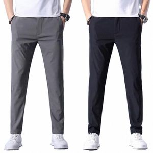 Golfbyxor Herrens sommaris Silk Hög Elastisk ultratunna casualbyxor snabbtorkande springande golfkläder Sweatpants I6GN#