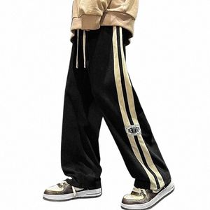 2024 Men Corduroy Sweatpants Side Striped Pants Autumn Winter Fleece Warm Jogging Pants Multiple Packs Male Outdoor Trousers 83GA#