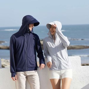 2024年の日焼け止めカップルのフラッシュ出荷、新しい夏の皮膚服の男性女性、日焼け止めのためのフード付きジャケット、ウィンドブレーカー、バナナ、そして同じライブ