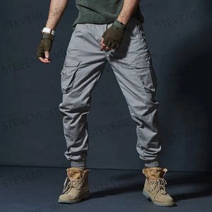 Herrbyxor högkvalitativ bomullsmode militär kamouflage casual taktisk lastbyxor strtwear harajuku joggers män kläder byxor t240326