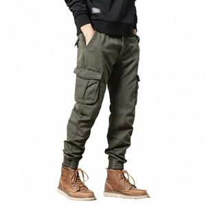 Calça cargo masculina com vários bolsos, forro de lã, grosso, quente, slim fit, corrida, streetwear casual, calças térmicas h05w #