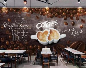 Sfondi Wellyu Sfondo personalizzato per pareti con pittura decorativa di chicchi di caffè dipinti a mano in HD di grandi dimensioni 3d