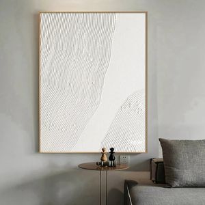 Conception White Line Abstract Oil Painting On Canvas In Living Room Modern Wall Art Home Decorative Painting Gift Frameless 240318