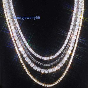 سعر الجملة شعبية الذهب المطلي VVS Moissanite 3mm التنس سلسلة قلادة الهيب هوب مويسانيت تنس