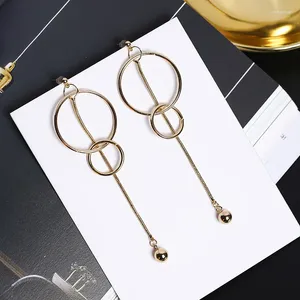 Orecchini a bottone stile coreano lunghi per le donne Due Aros rotondi Pendientes Orecchini con dichiarazione Moda Brincos Gioielli XE185